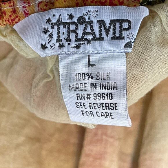 TRAMP Women Y2K Silk Colorful Floral Halter Neck Relaxed Fit Tank Top L - Picture 10 of 11